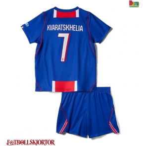 Paris Saint-Germain Khvicha Kvaratskhelia #7 Hemmakläder Barn 2026-27 Kortärmad (+ Korta byxor)